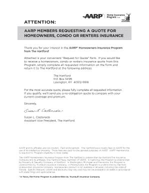Fillable Online AARP MEMBERS REQUESTING A QUOTE FOR Fax Email Print ...