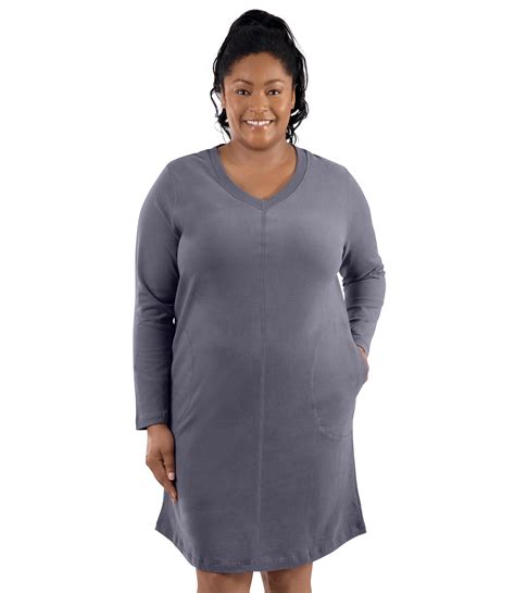 Legacy Cotton Casual Long Sleeve Dress Classic Colors | JunoActive plus ...