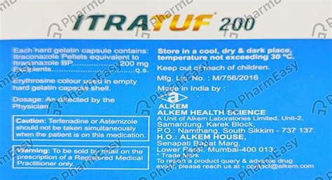 Itratuf 200 MG Capsule (15): Uses, Side Effects, Price & Dosage | PharmEasy