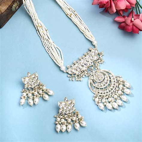 Yellow Chimes Jewellery Set for Women and Girls Kundan Necklace Set ...