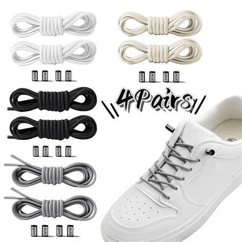 No Tie Shoelaces, 4 Pairs Tieless Elastic Shoe Laces, Stretchable ...