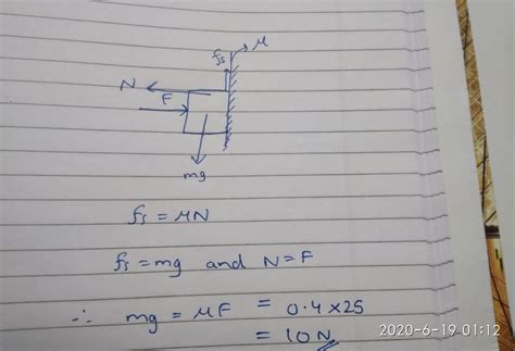 A horizontal force of 25 N is necessary to just hold a block stationary ...