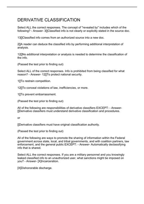 DERIVATIVE CLASSIFICATION Q&A 2023 - Derivative classification - Stuvia US