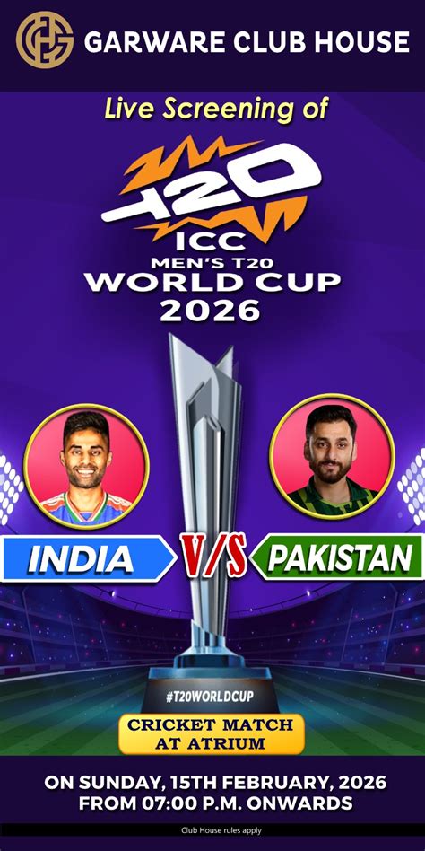 Live Screening of T20 Mens World Cup 2026 Cricket Match, India vs ...
