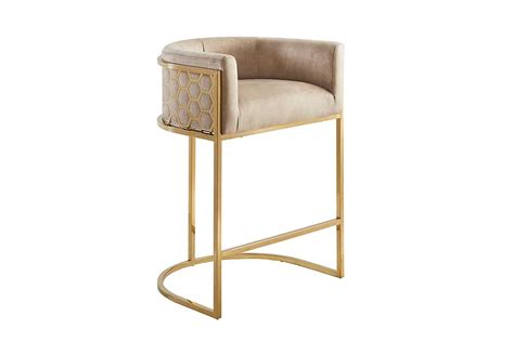 Barhocker ELEGANCE beige Samt gold | Riess-Ambiente.de