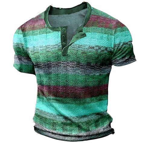 Men's Waffle Henley Shirt Tee Graphic Color Block Henley Clothing ...