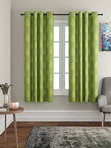 Buy Soumya Cotton Paisley Design Green Color Eyelet Curtain, 1 pc ...