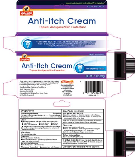 Shoprite Anti Itch | Diphenhydramine Hydrochloride, Zinc Acetate Cream ...