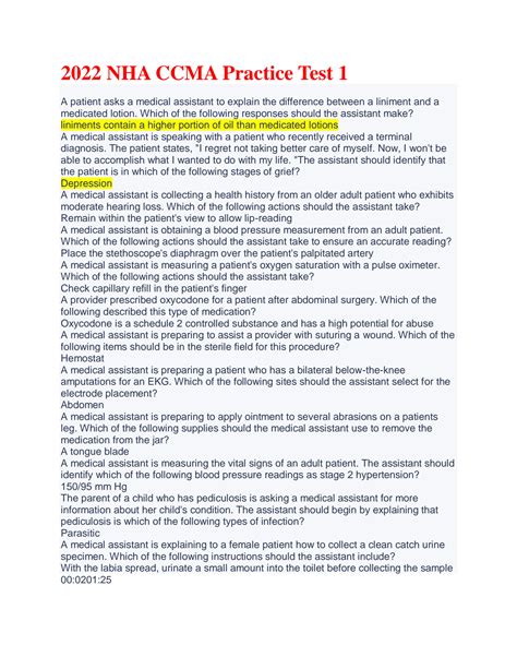 SOLUTION: 2022 nha ccma practice test 1 - Studypool