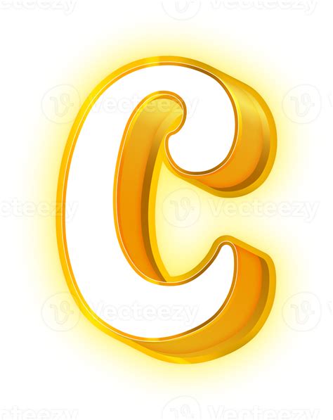 Gold Neon Letters C Logo 33553711 PNG