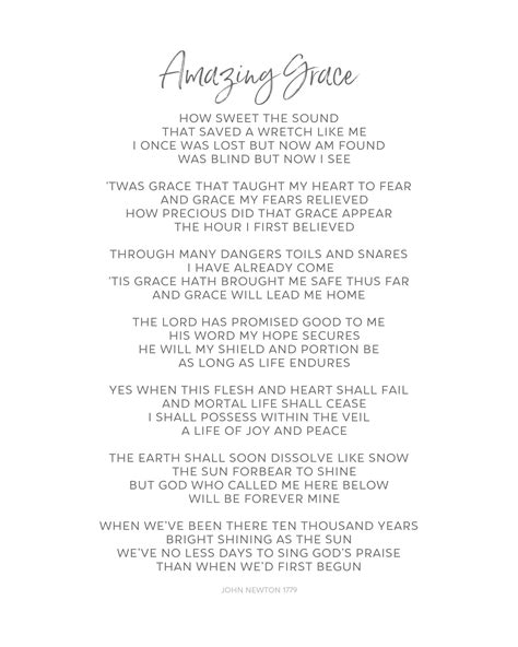 Amazing Grace Poem Amazing Grace Lyrics | PDF