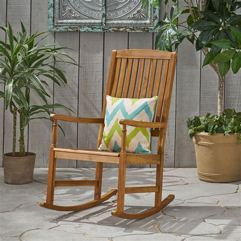 Charlton Home® Outdoor Wood Rocking Chair | Wayfair