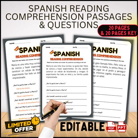 40 Spanish Reading Comprehension Passages and Questions and Answer Keys ...
