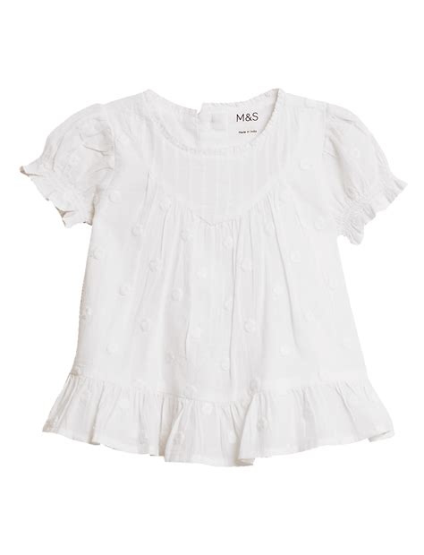 Buy Pure Cotton Spot Frill Neck Top (0 -3 Yrs) at Marks & Spencer