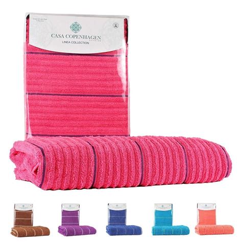 Casa Copenhagen Linea Ribbed Zero Twist Cotton Bath Towel Set - Honey ...