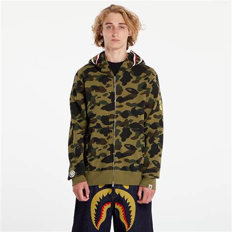 Mikiny A BATHING APE 1St Camo 2Nd Shark Full Zip Hoodie Green ...