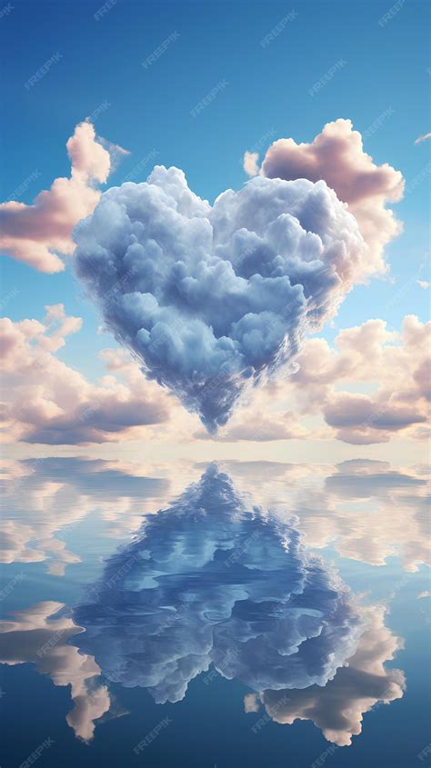 Premium Photo | A cloud shaped like a heart was reflected in the water