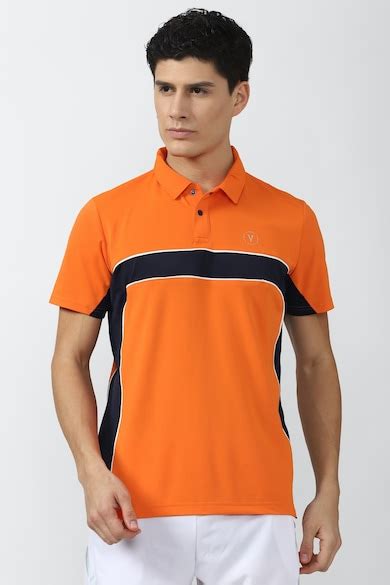 Buy Men Orange Print Polo Neck T-shirt Online - 749631 | Van Heusen