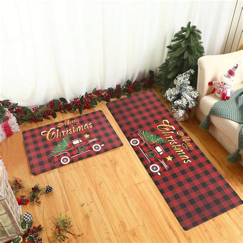Christmas Rug under $5! Xqxayjr Christmas Tree Floor Mat Set, Non Slip ...