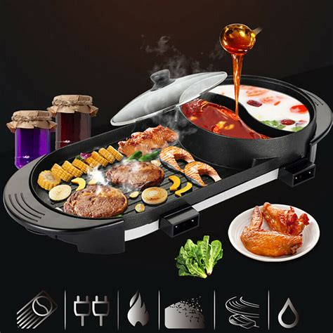 Electric 2 Em 1 Hot Pot Churrasco Grill Antiaderente | Ubuy India
