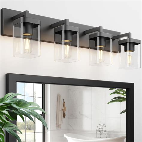 Danshinro Bathroom Vanity Light, Square Design 4 Lights Morden Bathroom ...