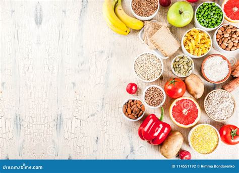 Healthy Carbohydrates Ingredients Stock Photo - Image of fruit, bean ...