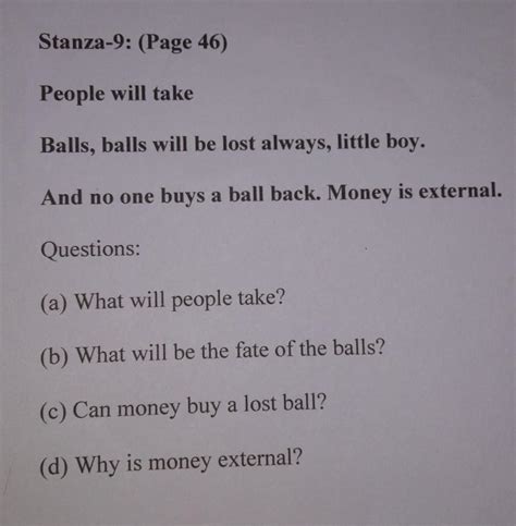 EnglishClass 10"The Ball Poem"•Please answer all the parts of the ...