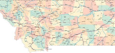 Montana Counties Road Map USA