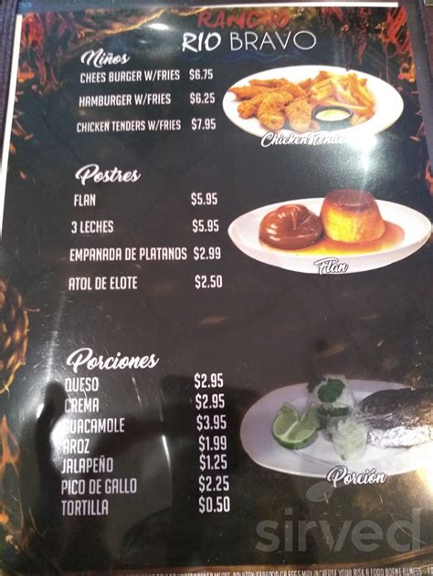 Rio Bravo Restaurant menu in Chillum, Maryland, USA