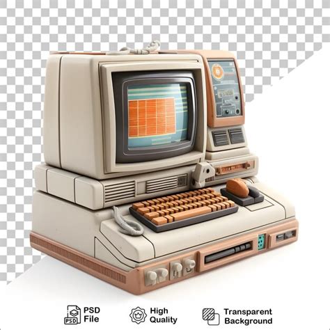 Premium PSD | 3d old vintage computer on transparent background