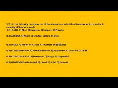 SYNONYMS SET 1 --- IBPS SBI CLERKS PO - Bank Exams