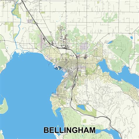 Bellingham, Washington, USA map poster art 45743616 Vector Art at Vecteezy