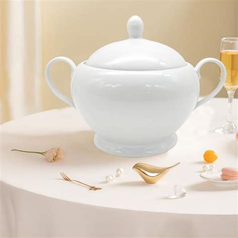 REANRO Porcelain Soup Tureen with Lid and Ladle Set, India | Ubuy