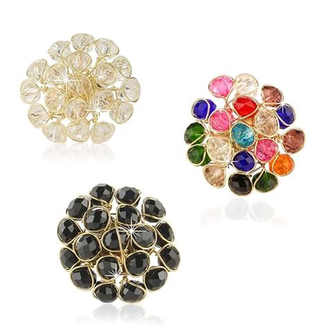 Yellow Chimes Stylish Crystal Beads COMBO of 3 Gold Plated Cocktail ...