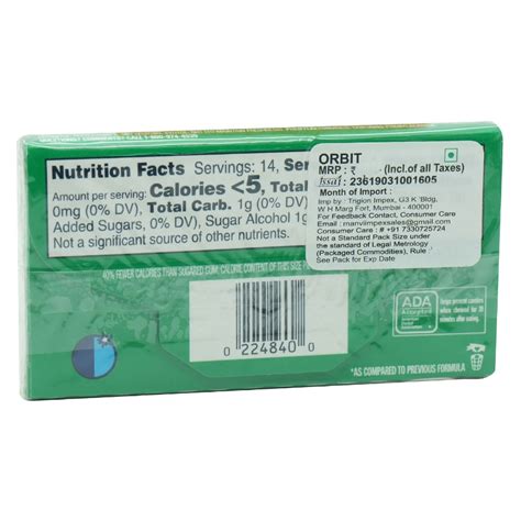 Buy Orbit Spearmint Flavour Sugarfree Gums, 14 Count | 19 Minutes ...