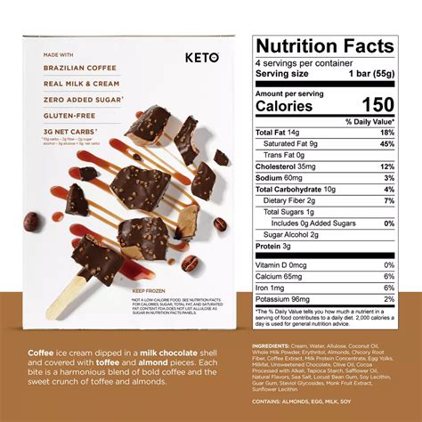 Keto Pint Zero Added Sugar Coffee Almond Ice Cream Bars - Shop Bars ...
