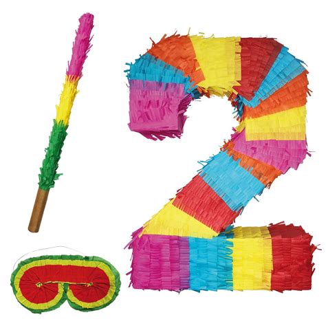 Piñata Zahl 2 mit Stab und Maske » Hier kaufen!