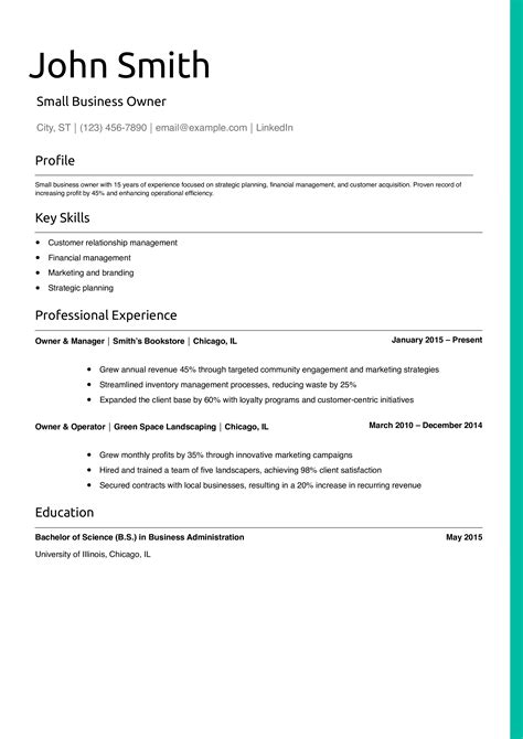 Business Owner Resume Skills Examples List 的图像结果