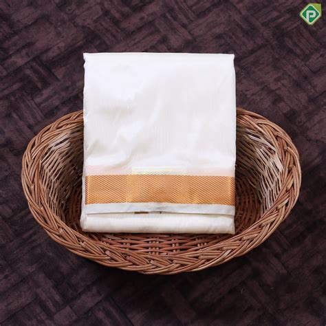 Cream White Gold Zari Border 80Kuligai Asha Silk 9*5 Dhoti ...