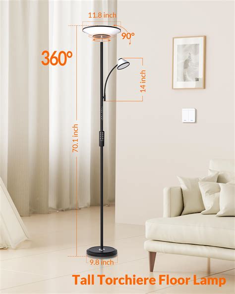 LEPOWER-TEC Floor Lamps for Living Room, Torchiere Standing Lamp with ...