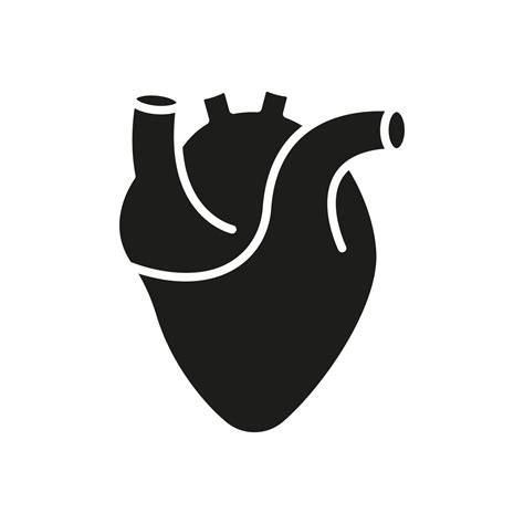 Human Heart Silhouette Icon. Anatomy of Healthy Cardiovascular Organ Icon. Cardiac Muscle Sign ...