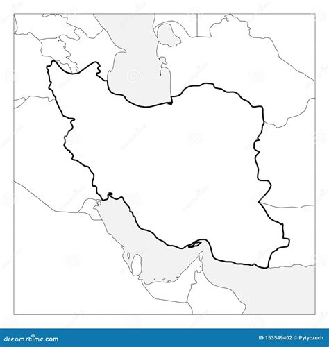 Map of Iran Black Thick Outline Highlighted with Neighbor Countries Stock Vector - Illustration ...