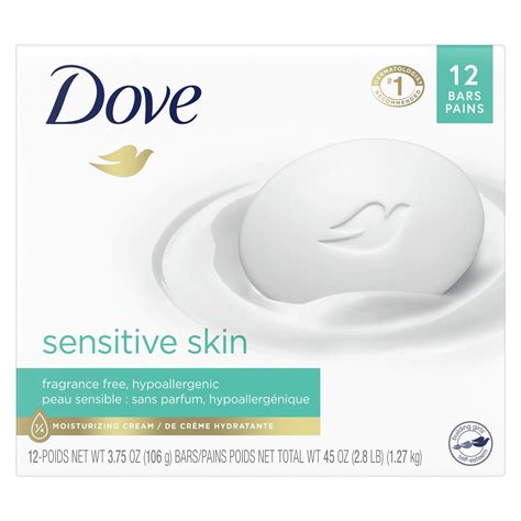 Dove Beauty Bar, Unscented Hypoallergenic Bath Soap for Sensitive Skin ...
