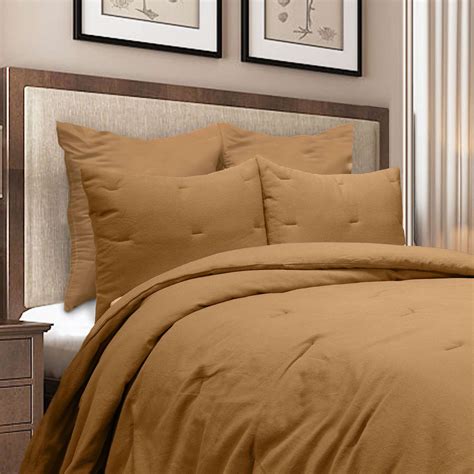Honeybloom 3-Piece Light Brown Cotton Comforter Set, King
