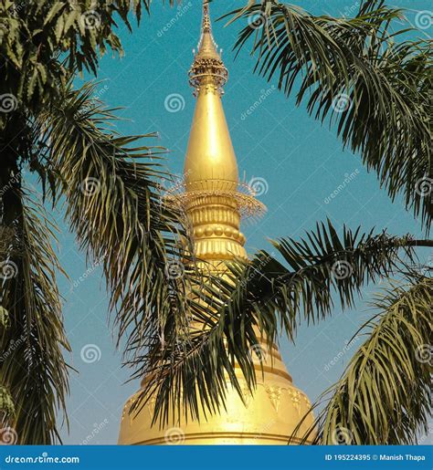 Golden Color Cambodian Stupa Located at Lumbini, Nepal Editorial Image ...