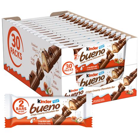 Kinder Bueno Milk Chocolate and Hazelnut Cream, Bulk 30 Pack, 2 ...