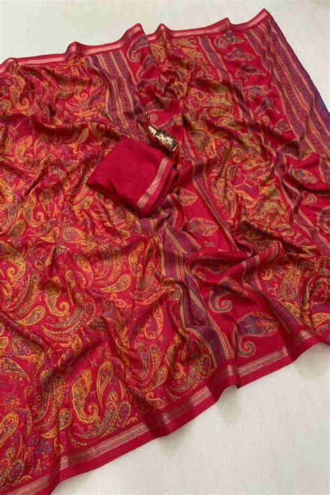 Kashmiri Pashmina intricate print ready to wear saree | Isadora Life ...