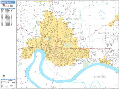 Evansville Indiana Wall Map (Basic Style) by MarketMAPS - MapSales