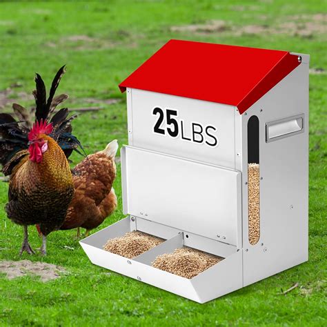 Amazon.com : LZWUNYXE Automatic Chicken Feeder 25lb,Outdoor Galvanized ...