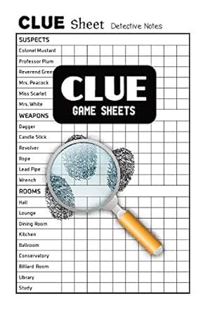 Clue Game Sheets: 100 Clue Sheet Detective Notes : Amazon.in: Books